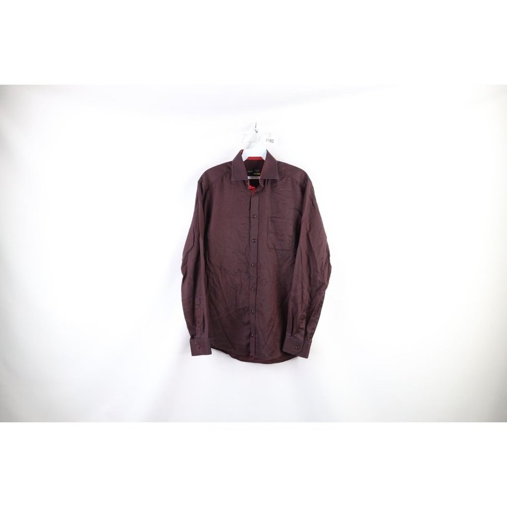 Horst Mens Size 15 Slim Fit Collared Long Sleeve Button Dress Shirt Red